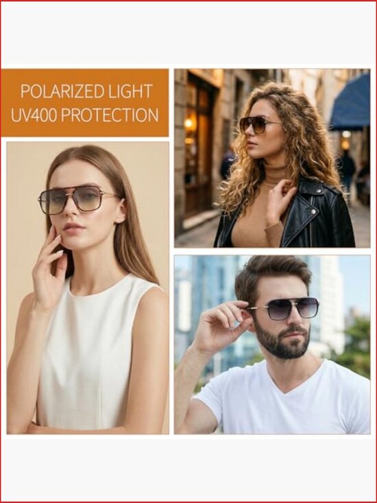 Vintage Oversized Square Sunglasses with Polarized UV400 Protection main image 4
